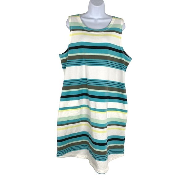 T By Talbots Dress Sleeveless Striped Cotton Blend NWT‎ Women's XLP Flawed - Picture 1 of 12